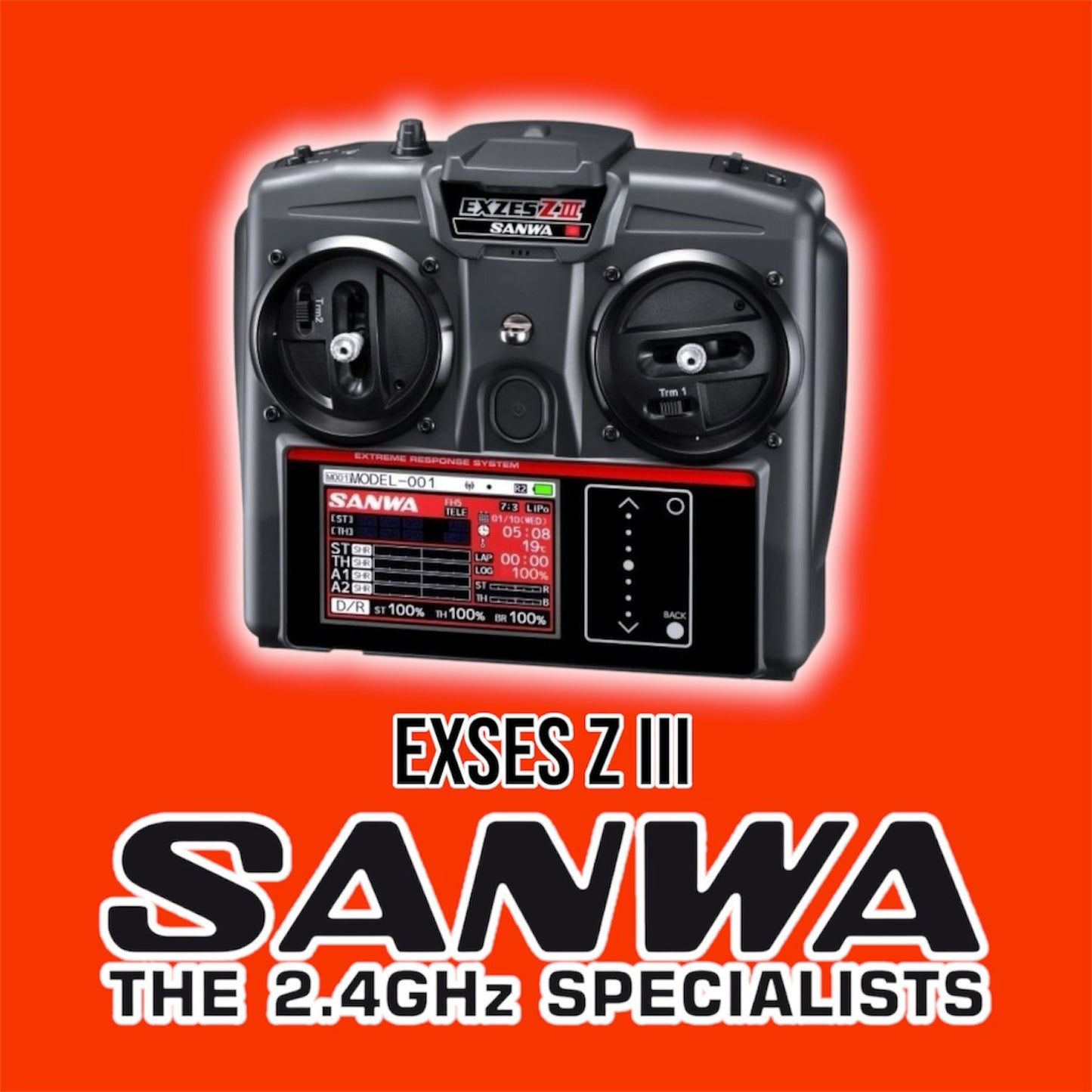 Sanwa Exzes ZIII Radio + RX-493i Receiver & Preinstalled Battery - 101A33171A